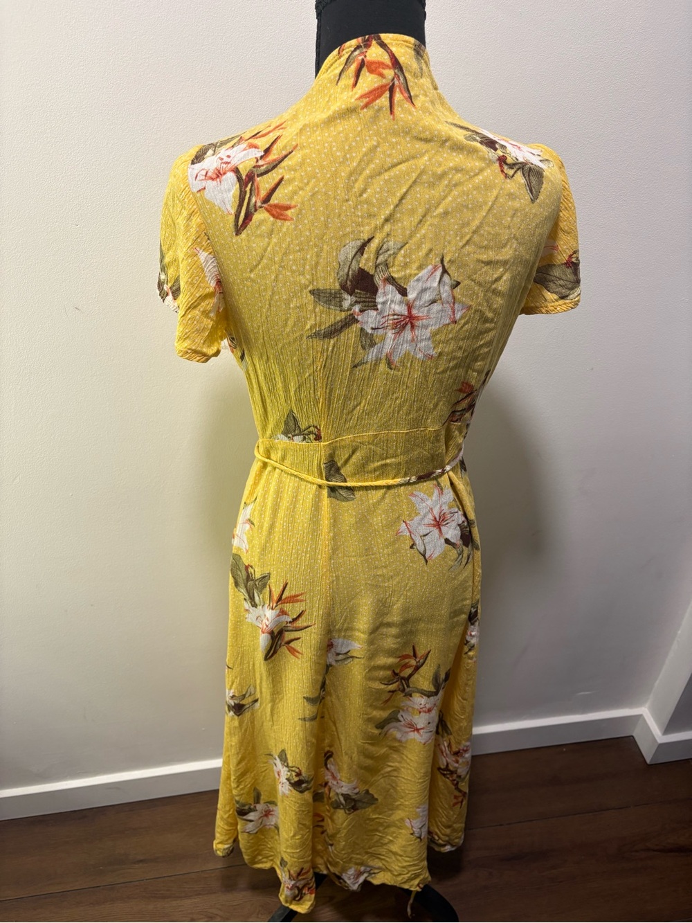 Lulus Heart of Marigold Yellow Floral Wrap Maxi Dress Medium - Picture 6 of 10
